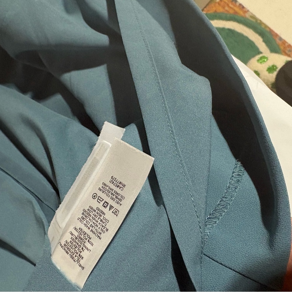 Ann Taylor Teal Short-Sleeve Midi Dress with Waist Tie - Picture 12 of 14